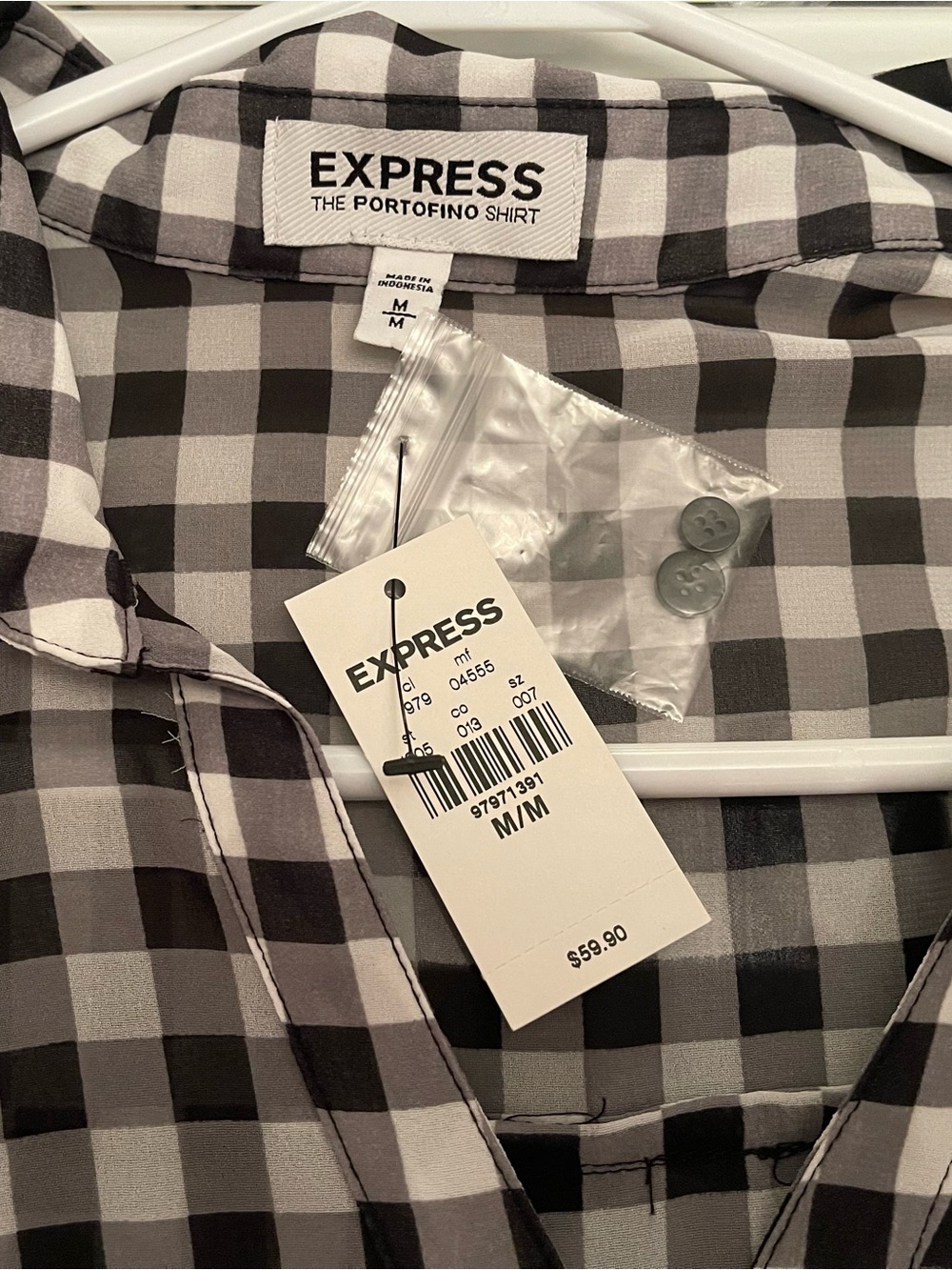 Express Black and White Gingham Portofino Shirt - Picture 4 of 10